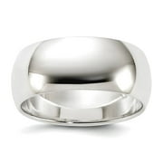 925 Sterling Silver Solid Polished Half Round 8mm-Half-Round Band Size 7-Band Style Ring for Women and Men